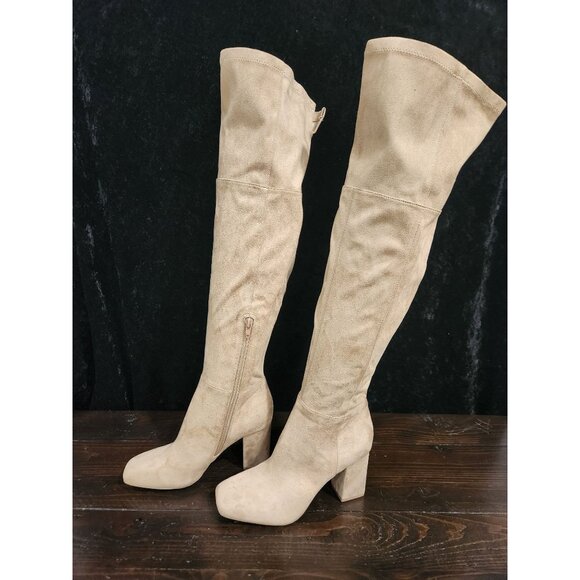 NEW bp Cali Fab Beige Over-the-Knee Block Heel Boots/Sz. 6.5M - Picture 3 of 9